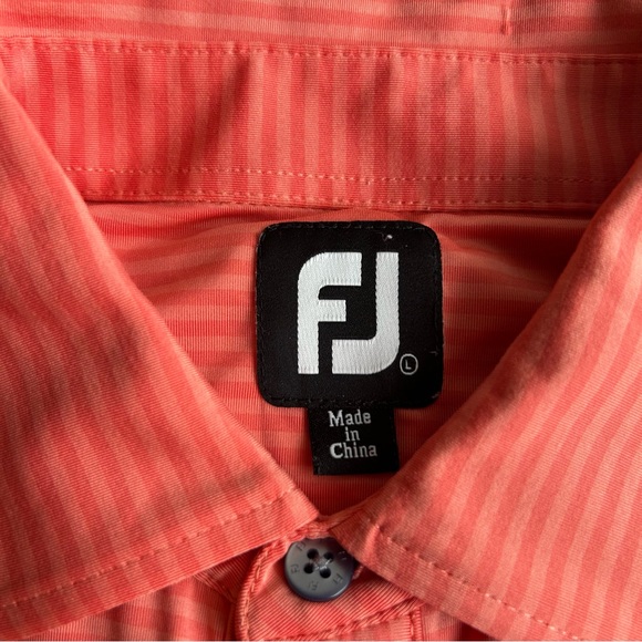 FootJoy FJ Polo Men's Large Striped Red "BLCC" Golf Performance Stretch Shirt - Picture 3 of 12